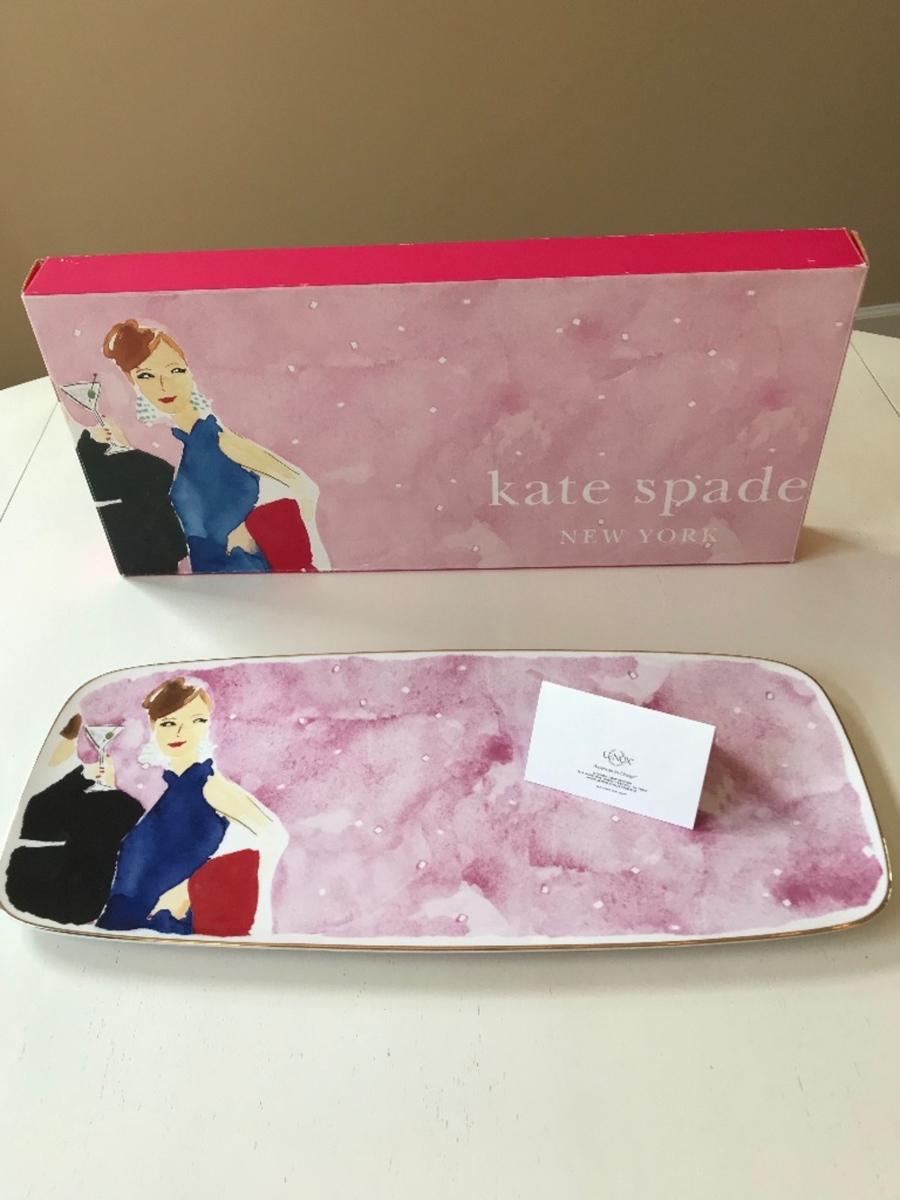 PREPPY CHIC HOME DECOR 16” KATE SPADE LENOX MARTINI PORCELAIN SERVING TRAY